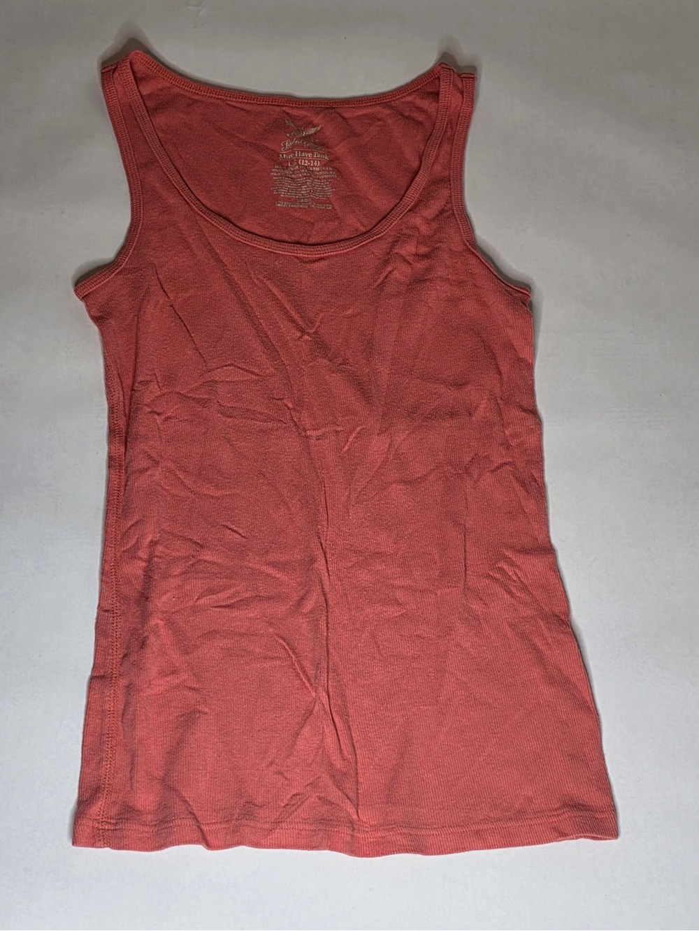 Faded Glory Coral Ribbed Scoop Neck Tank Top